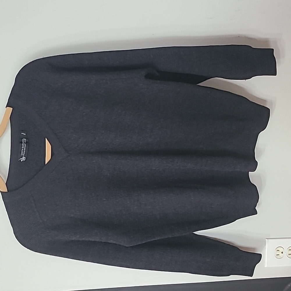 Santa Barbara Polo and Raquetball Club Gray V-Neck Sweater Elevated basic! SizeM